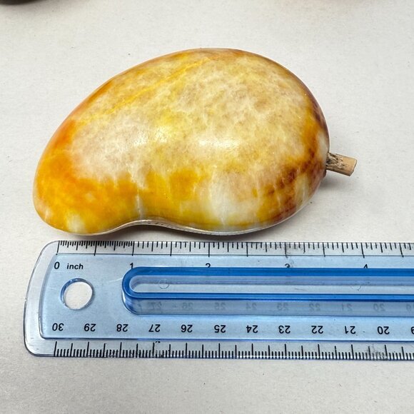 Alabaster Fruit Set of 4 Pieces Peach Apples Mango Stone Marble Vintage - Picture 3 of 16